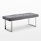 Alonso PU Leather/Velvet Tufted Square Metal Leg Bench With Gold/Chrome Legs
